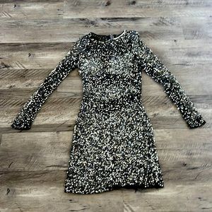 Silver Sequined Gray Short Formal Gown